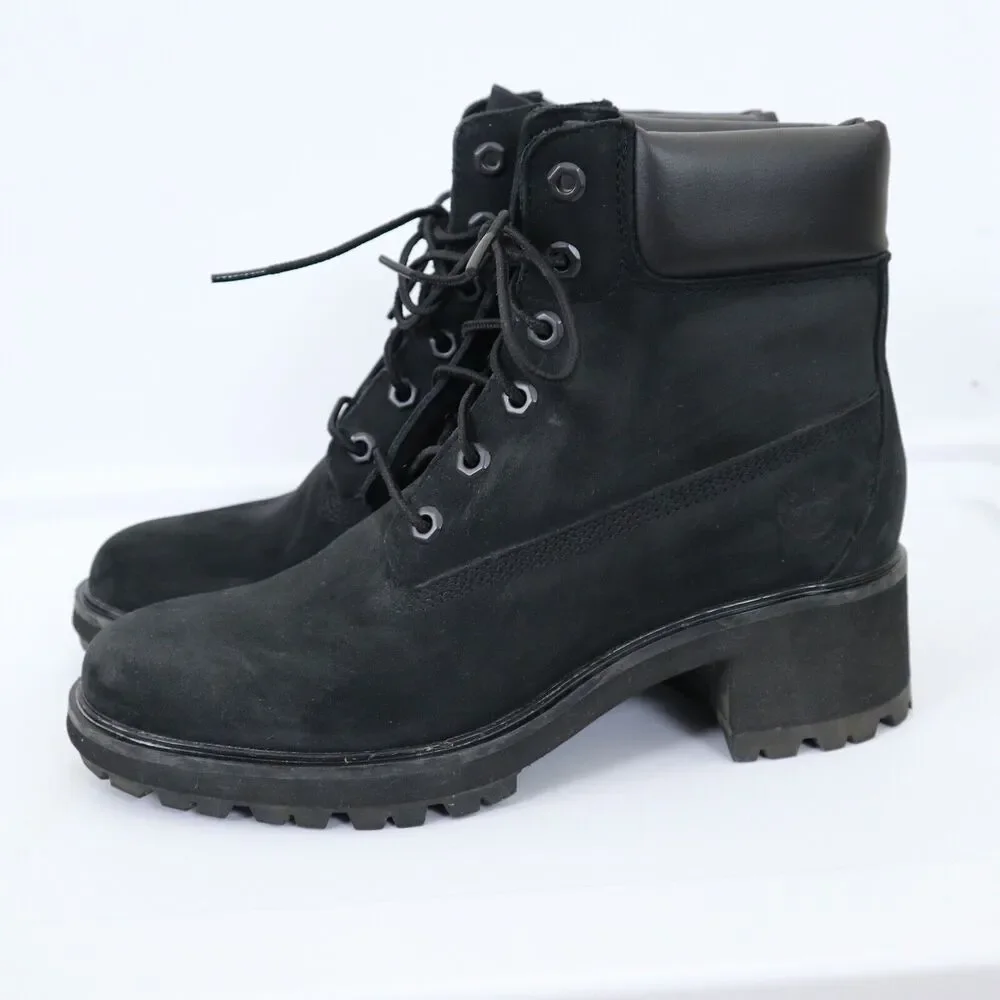 Timberland Womens Size 9.5 Kinsley Ankle Boots Black Suede Waterproof Lug Sole - Picture 2 of 7